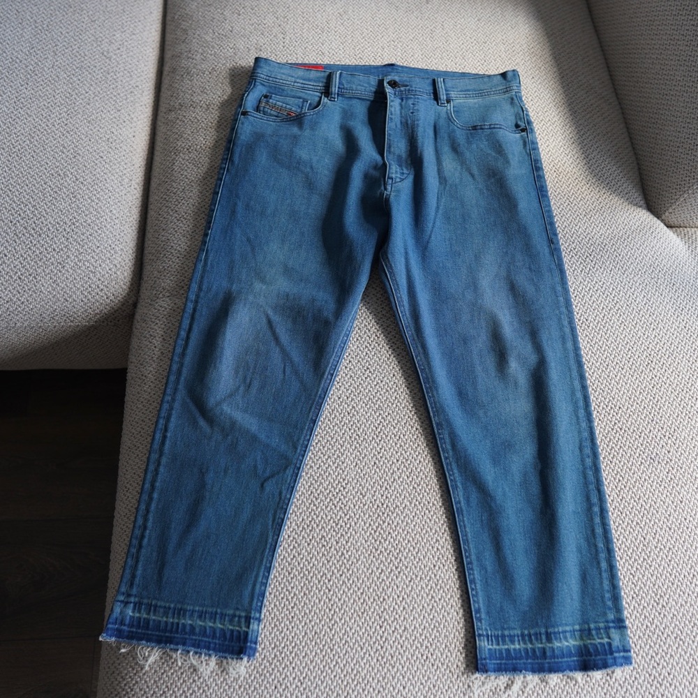 Diesel Men’s Straight Jeans in Medium Blue Wash